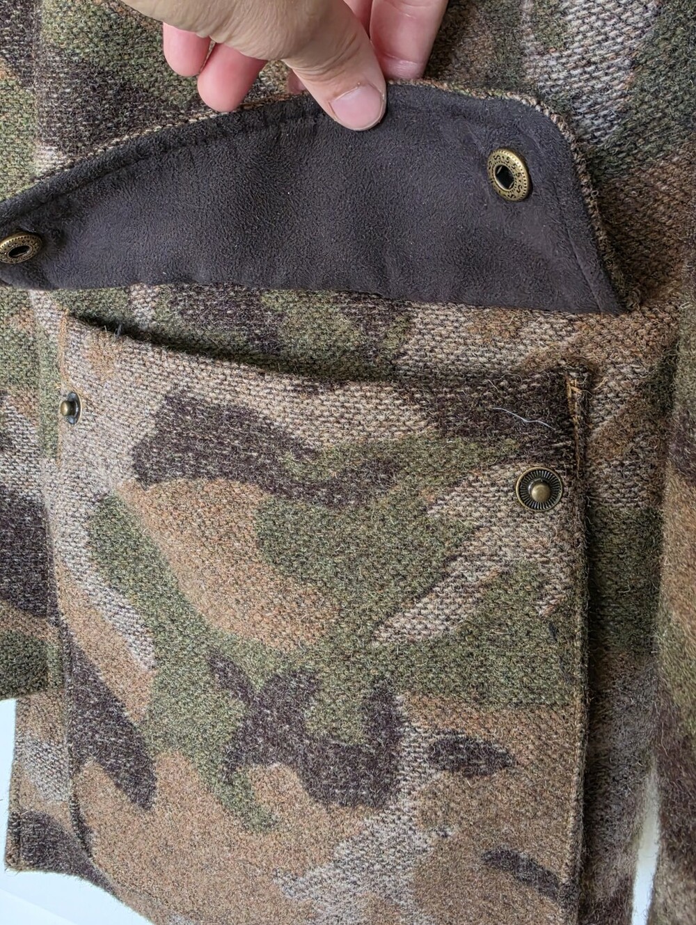L.L. Bean Wool Camo Hunting Jacket Mens Large Insulated Field Coat Gorpcore - Picture 3 of 16